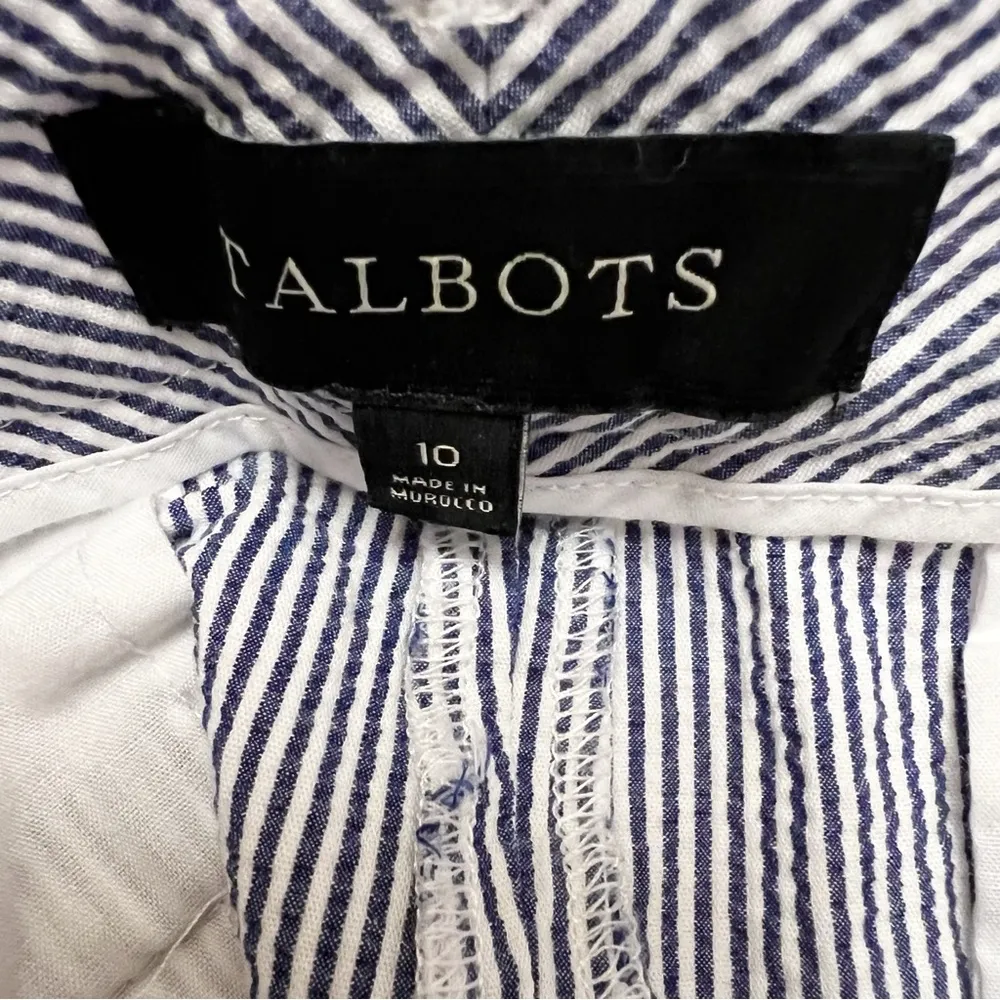 Talbots Relaxed Chino Seersucker Shorts Bermuda Length Size 10 Blue/ white - Image 7