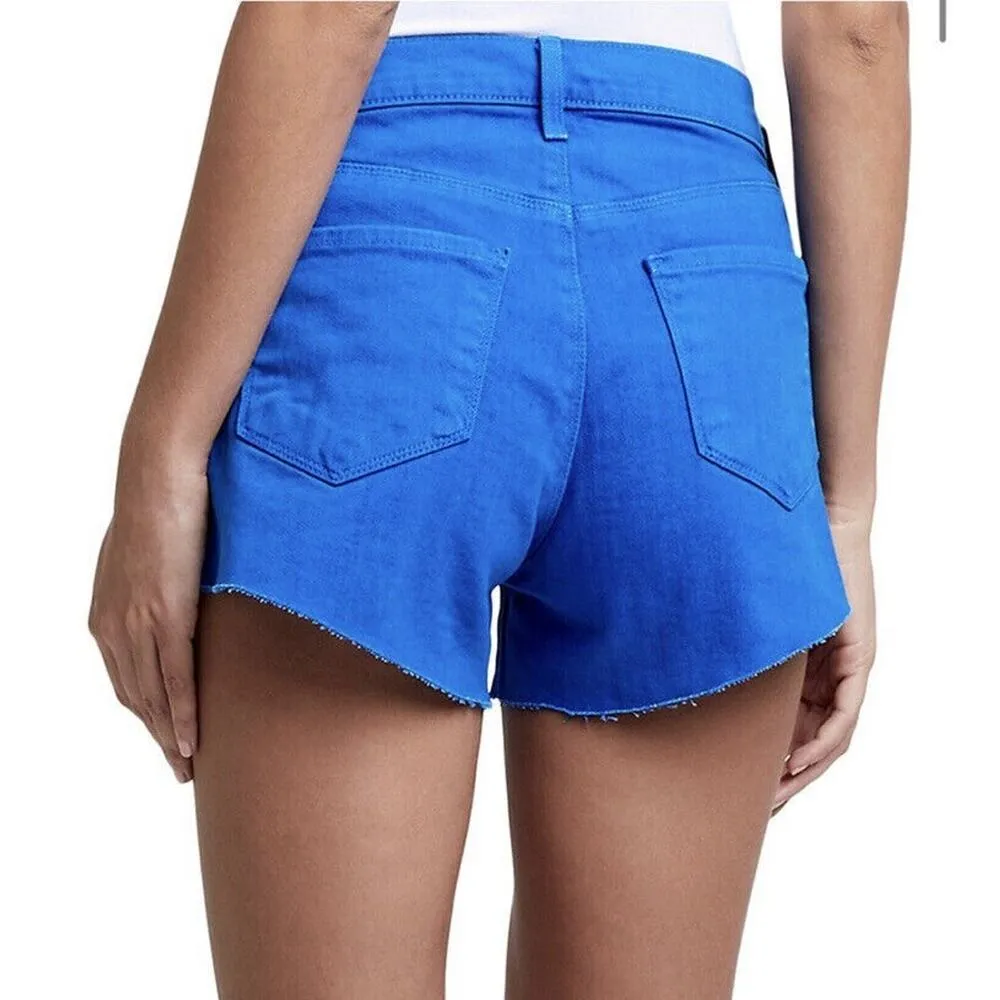 L’AGENCE Audrey Jean Shorts Mid Rise Cut Off Blue Stretch Denim US 25 NWT - Image 3