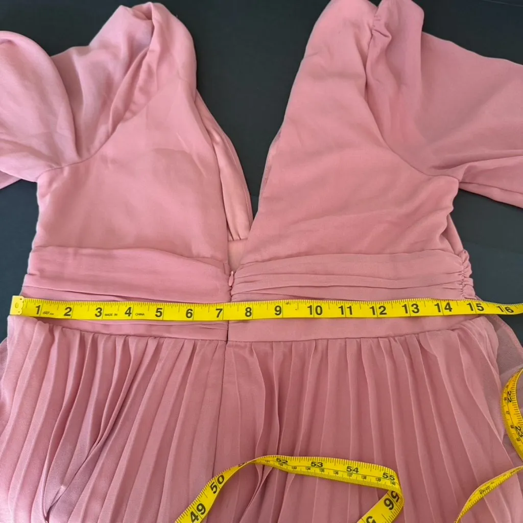 Lulus Graceful Finesse Dusty Rose Pleated Long Sleeve Maxi Dress Size L - Image 14