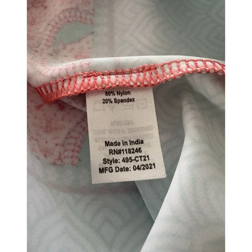 Cabana Life Tunic Dress Size L Peach Turquoise Beach Resort Shift Midi UPF 50+ Orange Size L - Image 10