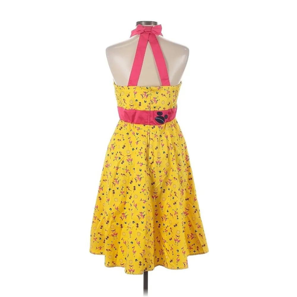 NWT Disney Parks Dress Shop Halter in Yellow Flamingo Mickey Mouse Hat L - Image 10