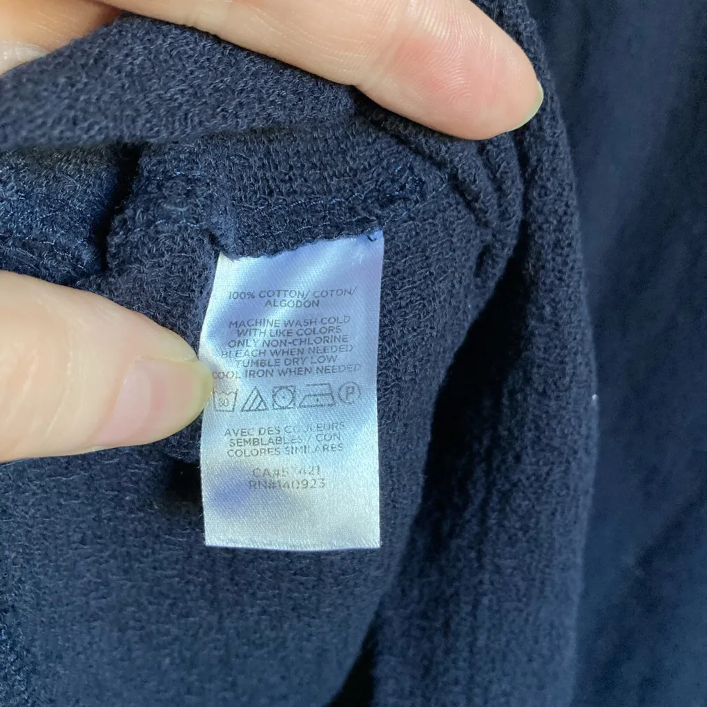 🌞Loft Navy Blue Scoop Neck Puff Twisted Short Sleeve Textured Blouse #MBG - Image 4