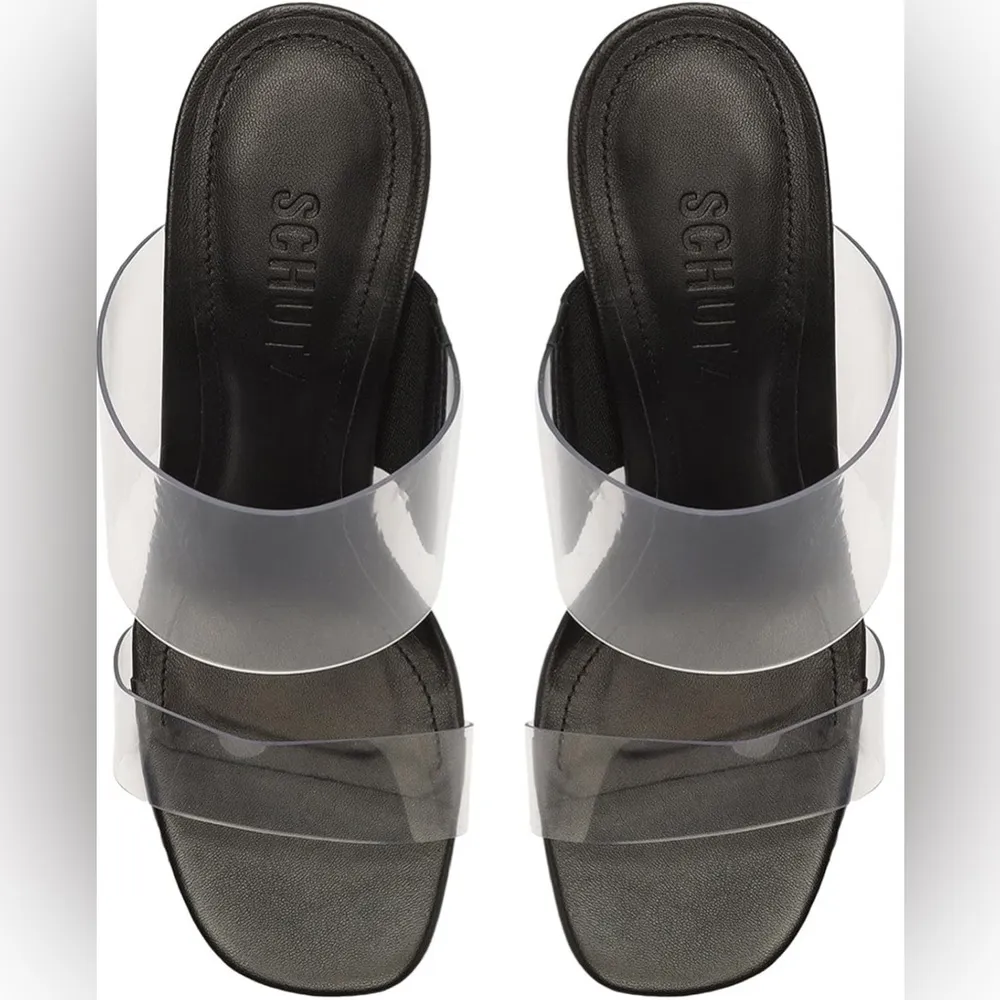 NEW Schultz Women's Victorie High Block Sandal Heel Black Clear Y2K Minimal 9.5 - Image 15