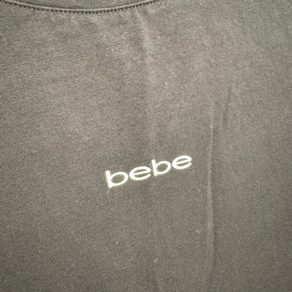 Bebe Y2K Black White Logo Bodycon Tank Top Mini Dress XL (EG) - Image 4