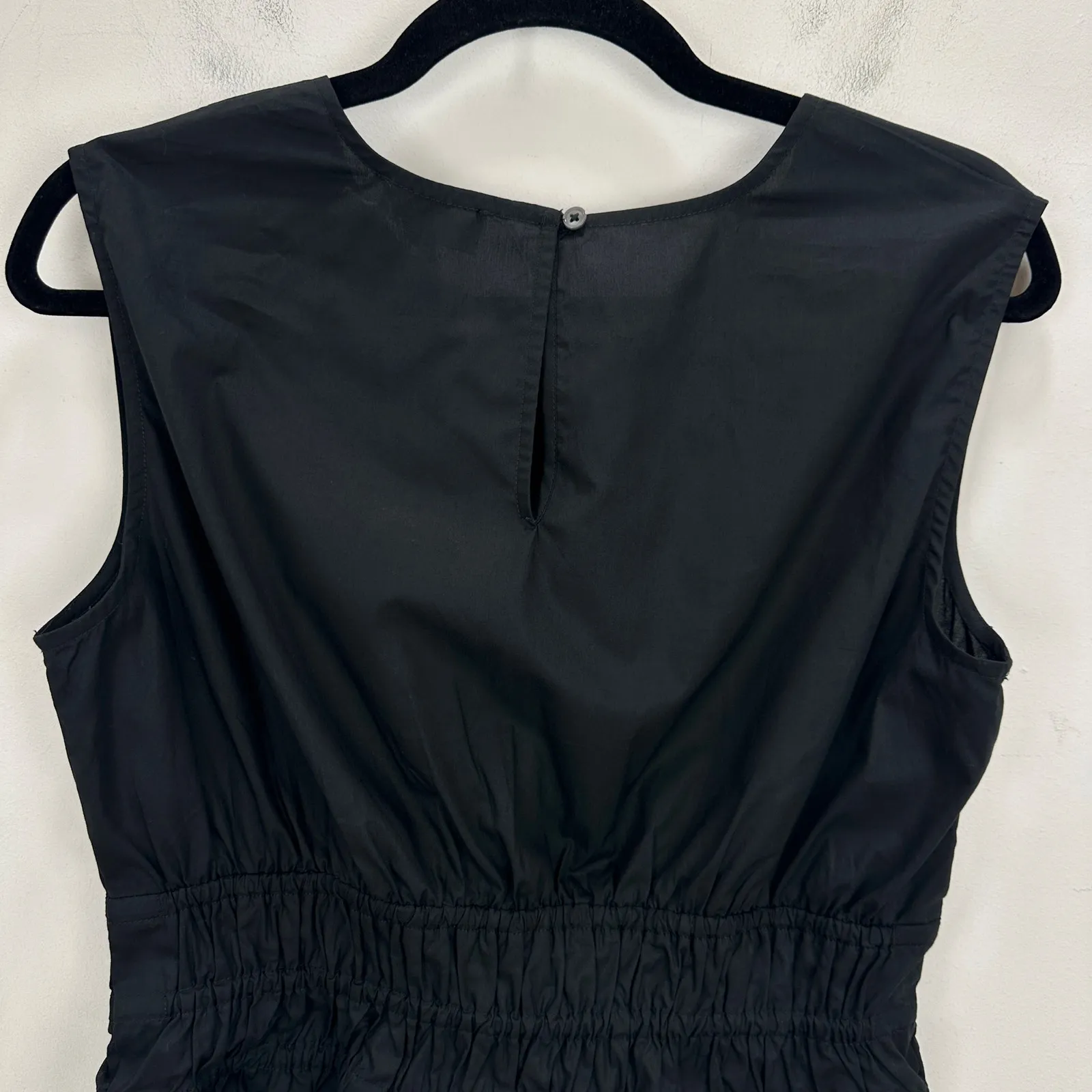 J.Crew Hyacinth Top Cotton Poplin Smocked Cinched Waist Classic Black Small NWT - Image 9
