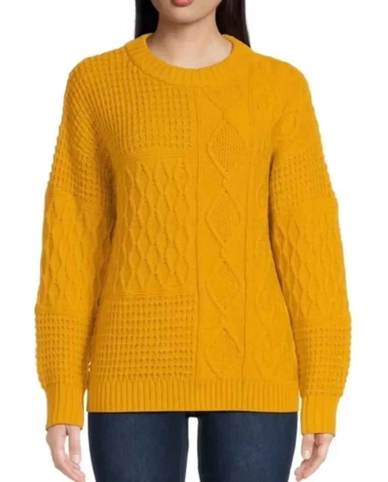 TIME AND TRU Mixed Stitch Gold Tea Sweater, Midweight, Size Medium, New with Tag - Image 1