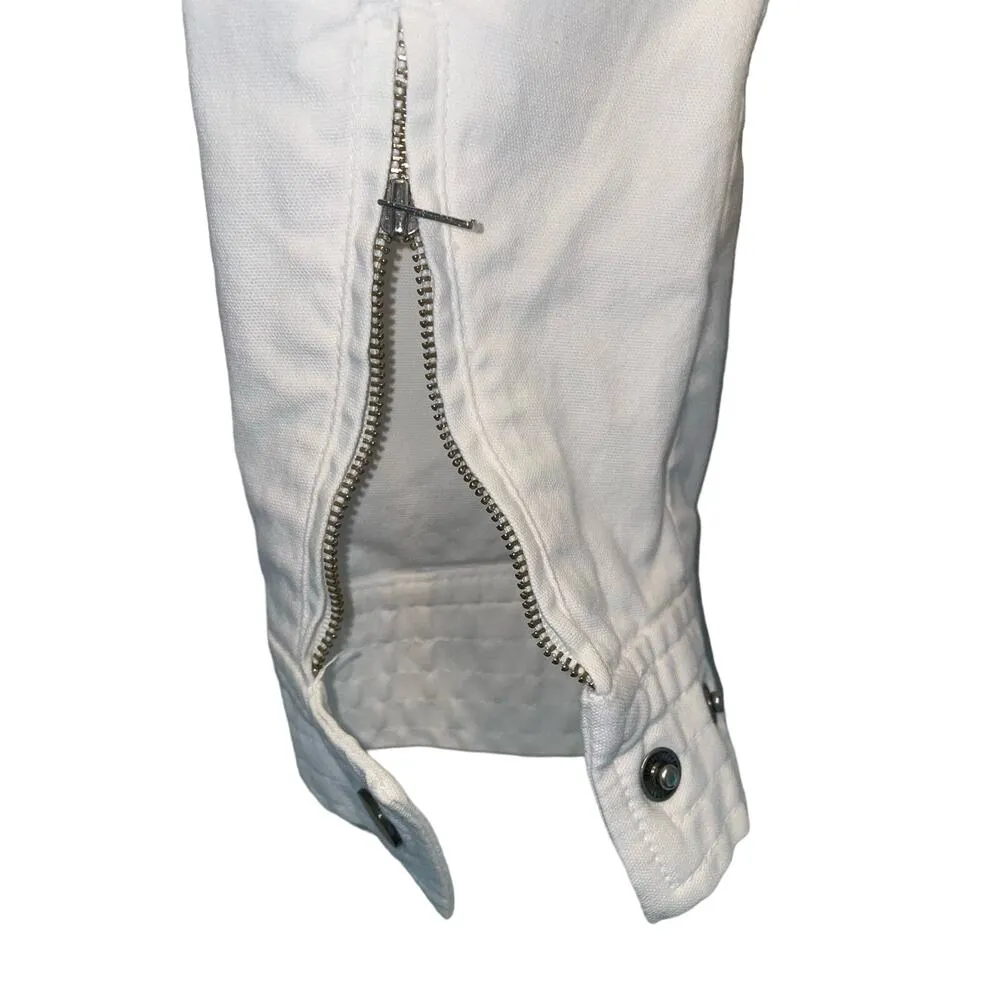 Tommy Hilfiger Vintage Moto White Denim Jean Jacket size 6 - Image 8
