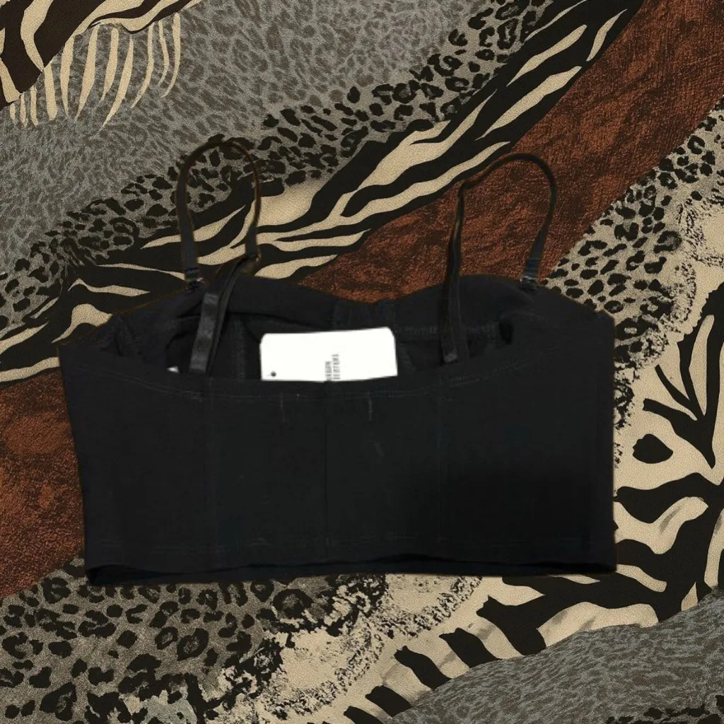 Black Bustier Spaghetti Strap Crop top - Urban Outfitters - Image 2