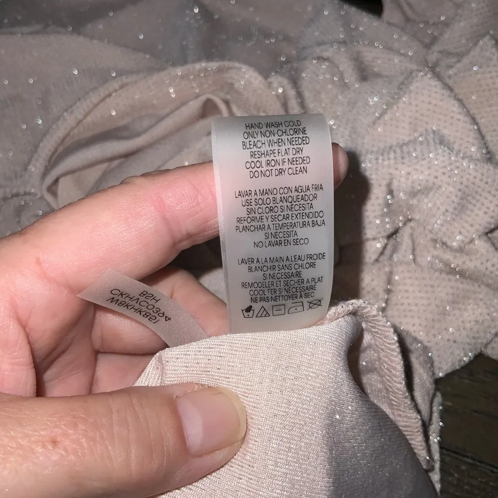 Calvin Klein Shimmer Blush Pink Long Sleeve Asymmetrical Stretch Knit Tunic 2X - Image 9