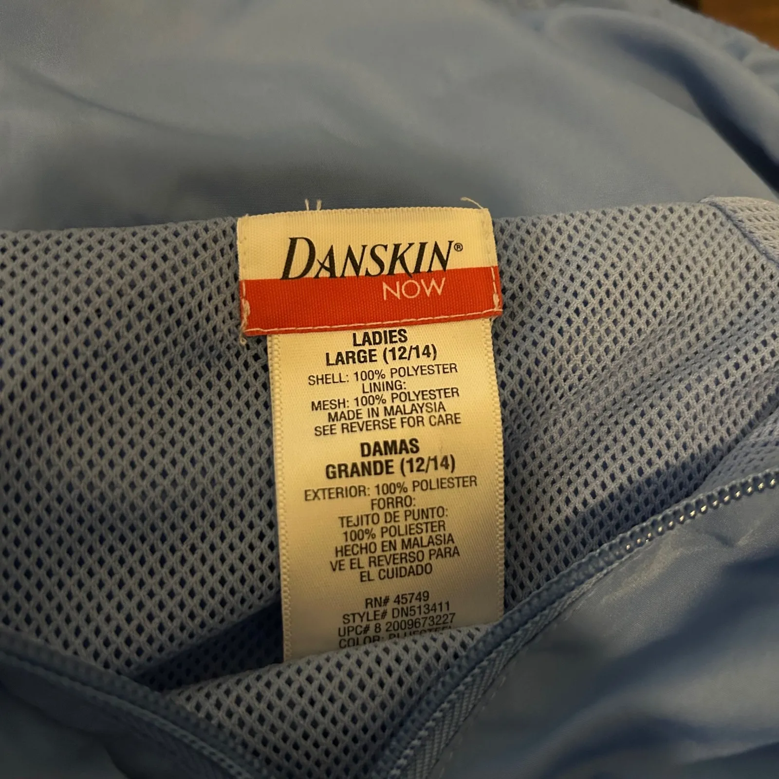Danskin NOW Pullover Windbreaker Jacket‎ Anorak Lightweight Blue Large - Image 2