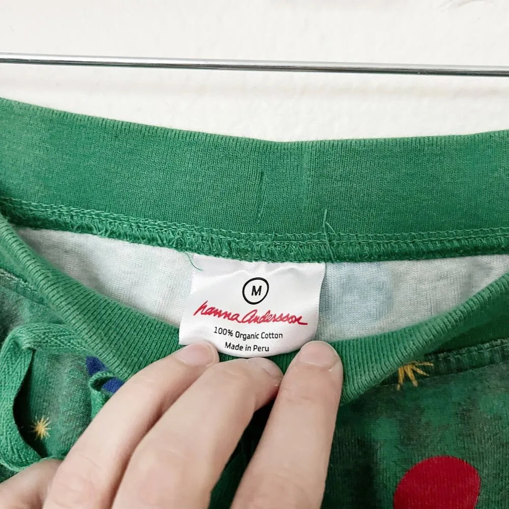 [Hanna Andersson] Green Christmas Ornaments Pajama Jogger Pants Size Medium M - Image 9