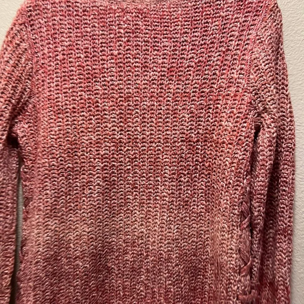 Lucky Brand Rose Pink Cotton Cable Knit Braided Sides Sweater Size Medium - Image 8