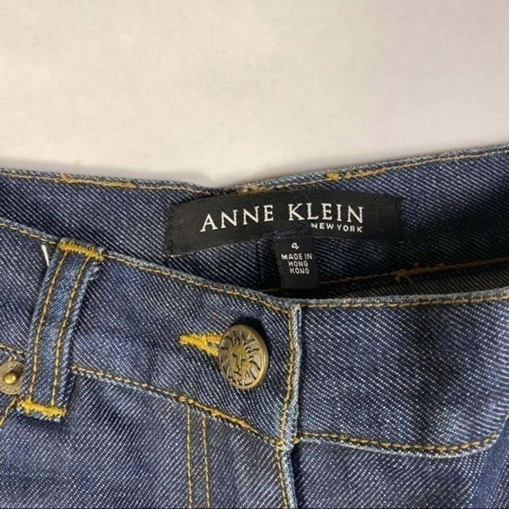 Anne Klein Vintage Embroider‎ Trim High Waist Split Hem  Straight Jean - Image 2