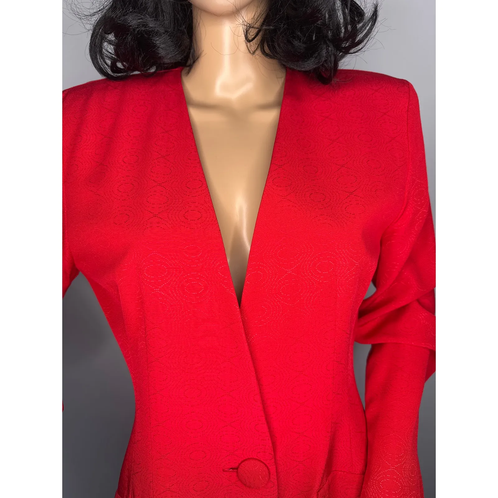 Late 1980s–Early 1990s P.J. Klein Red Textured Longline Blazer USA made Medium - Image 8