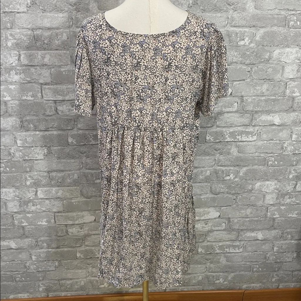 Bila Blue and Cream Floral Mini Dress Size L - Image 4