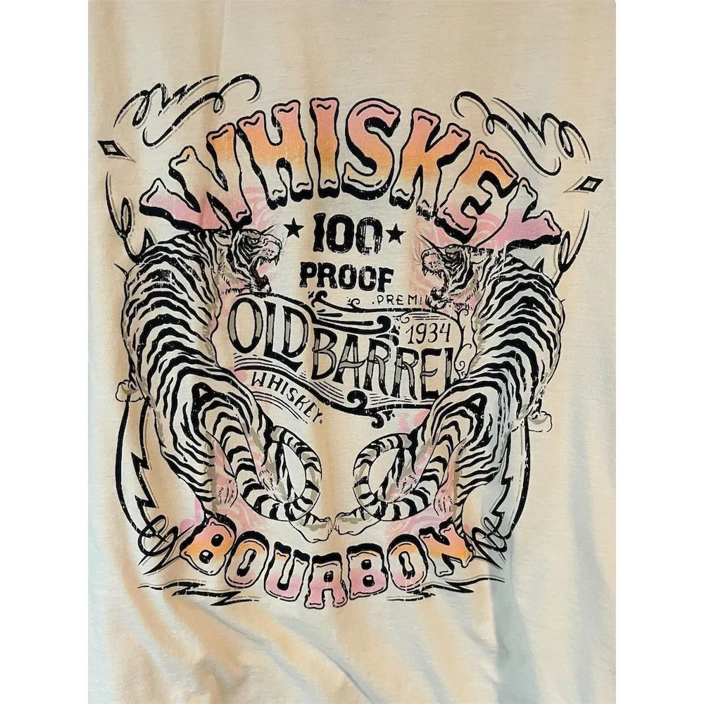 Charlotte Russe T-Shirt Women's S Beige Whiskey Graphic Tee Short Sleeve NEW - Image 5