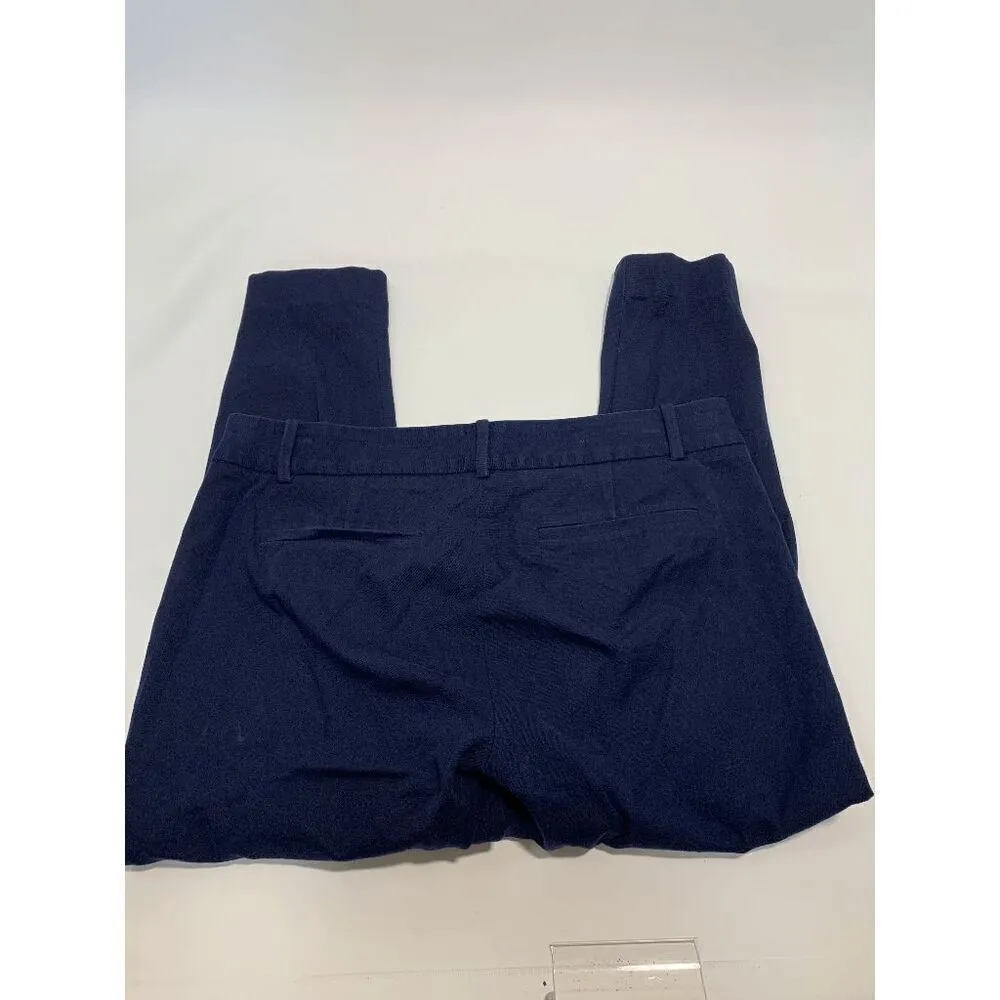 J. Crew Women's Flat Front Mid Rise Tapered Chino Navy Pants Size 10 Blue - Image 4