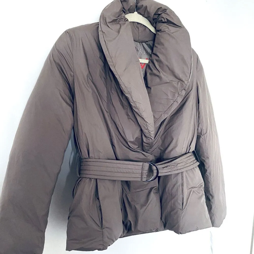 Bernardo Softy Glam Ecoplume Shawl Collar Puffer Jacket Belted Eco Friendly XS - Image 11