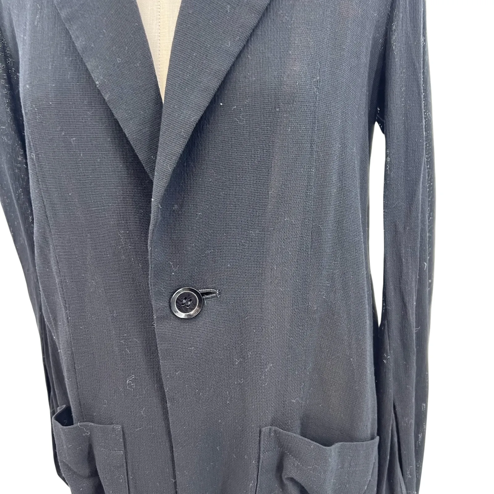 Yohji Yamamoto Gauze Wool Jacket Draped Long Sleeve Black Size 1 XS - Image 5