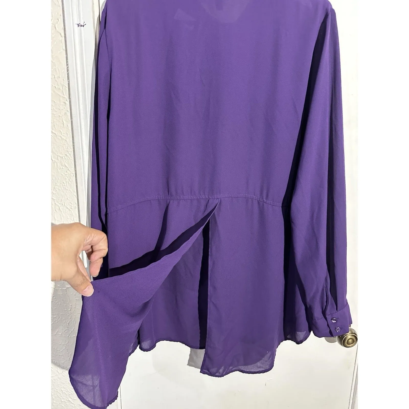 Lane Bryant Womens Purple Long Sleeve Button Up Blouse Size 18/20 - Image 3
