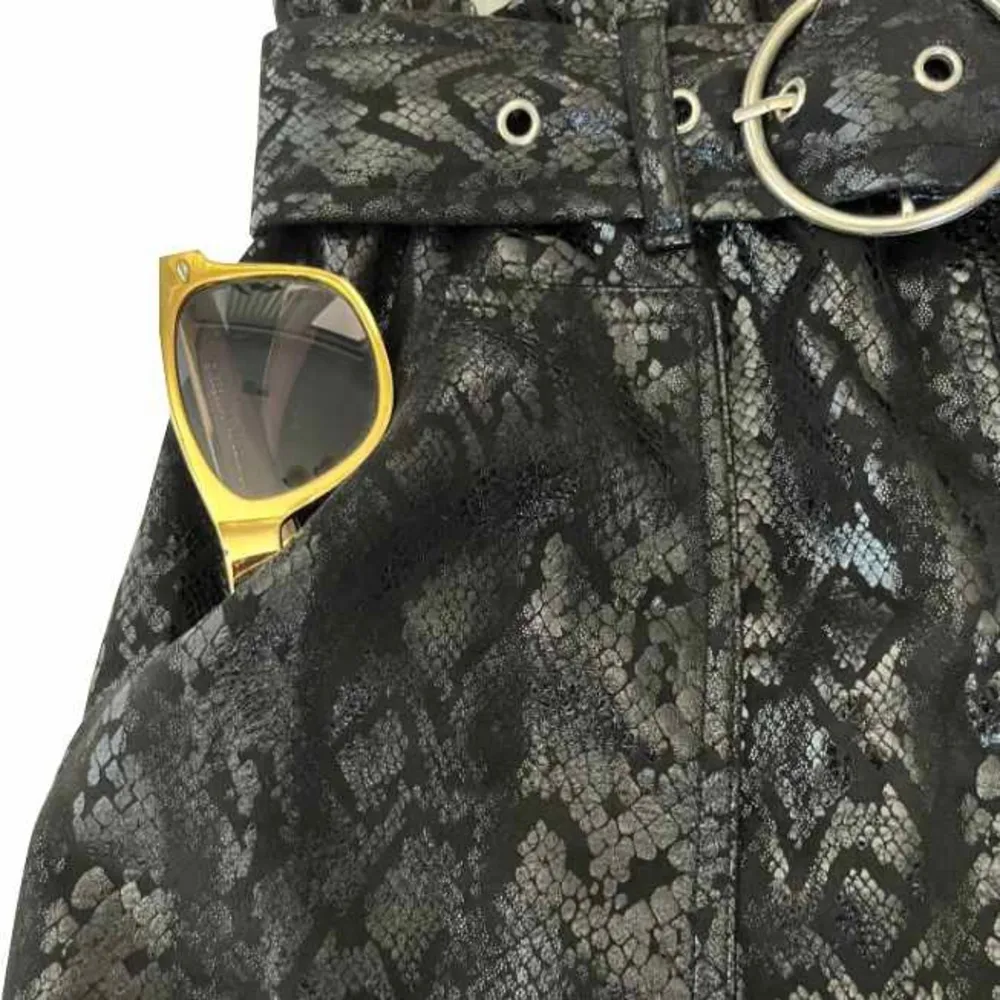 Haute Monde Black Faux‎ Snakeskin Mini Skirt - Image 5