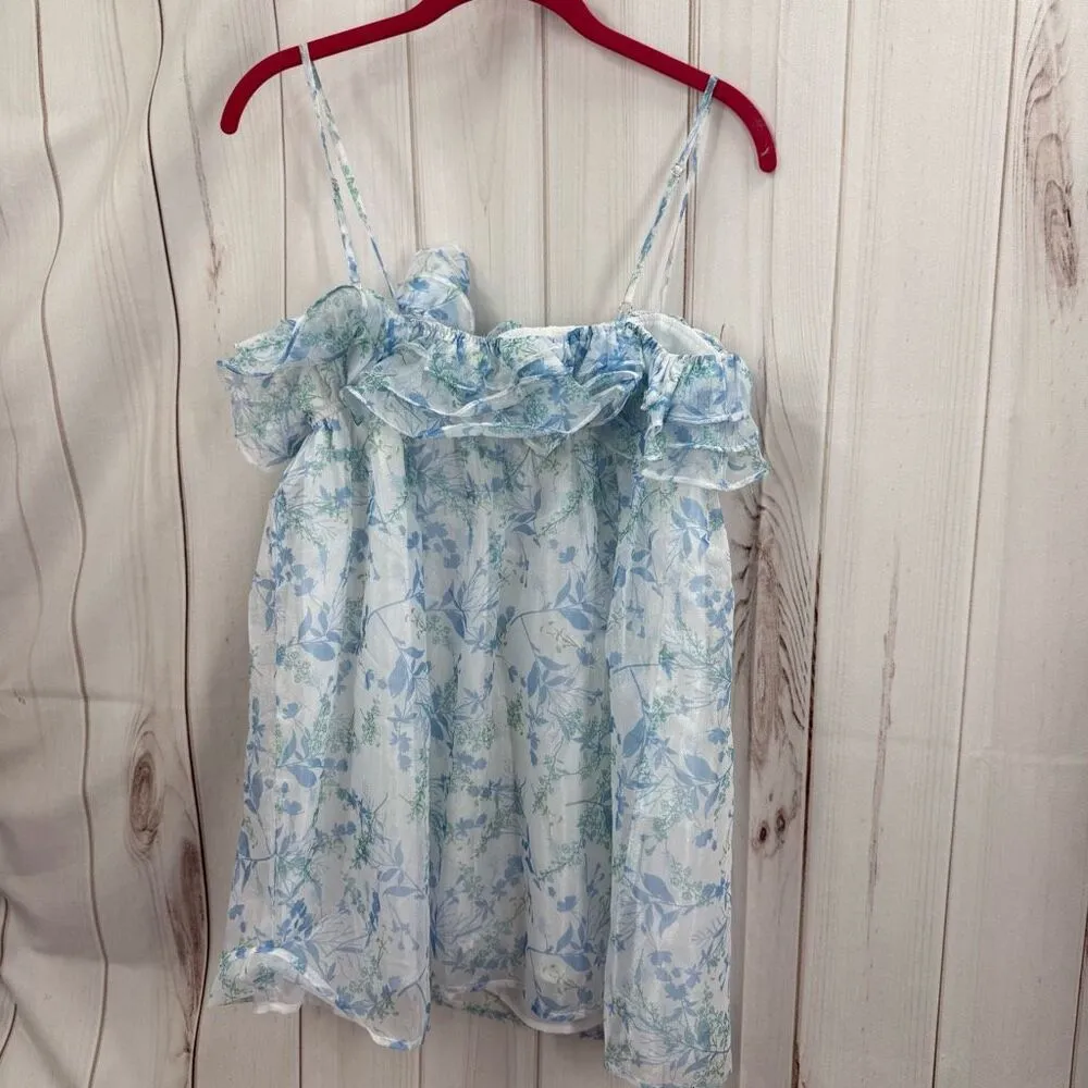 Storia Women’s Small Blue White Ombre Tulle Babydoll Mini Dress New - Image 4