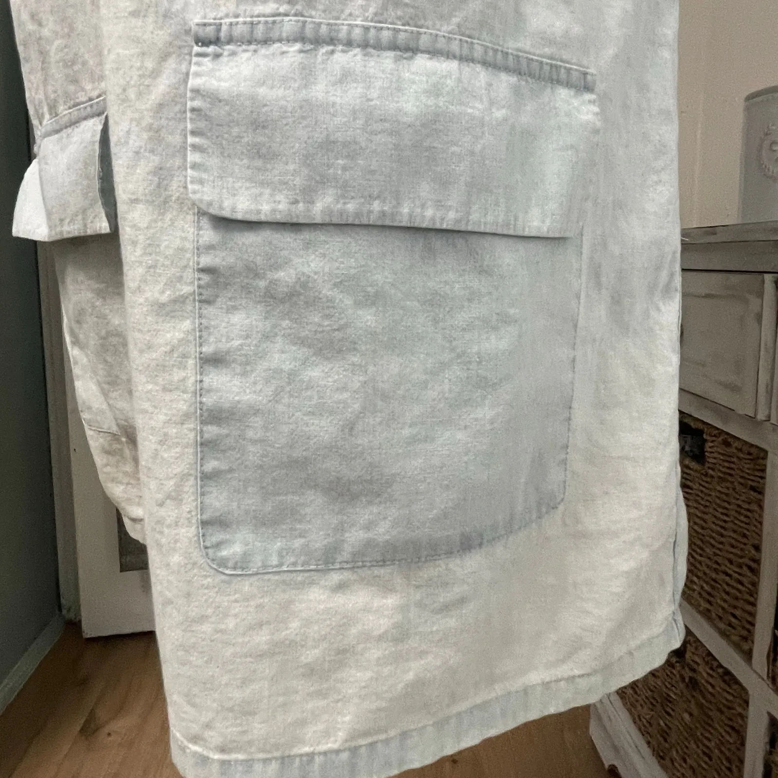 Equipment Femme Chambray Sleeveless Button Front Shirtdress Medium Dress Blue - Image 6