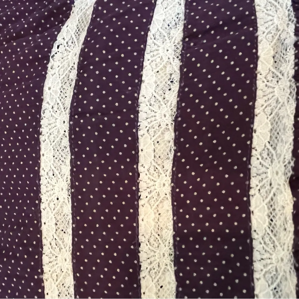 Intimately Free People Trapeze babydoll mini dress purple polka dots lace M - Image 6