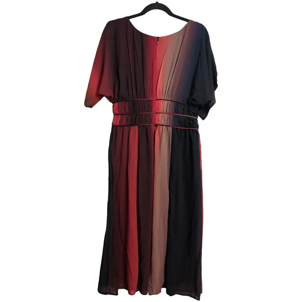 Wayward Fancies Olive Orange Ombre Stripe Smocked Waist A - Image 4