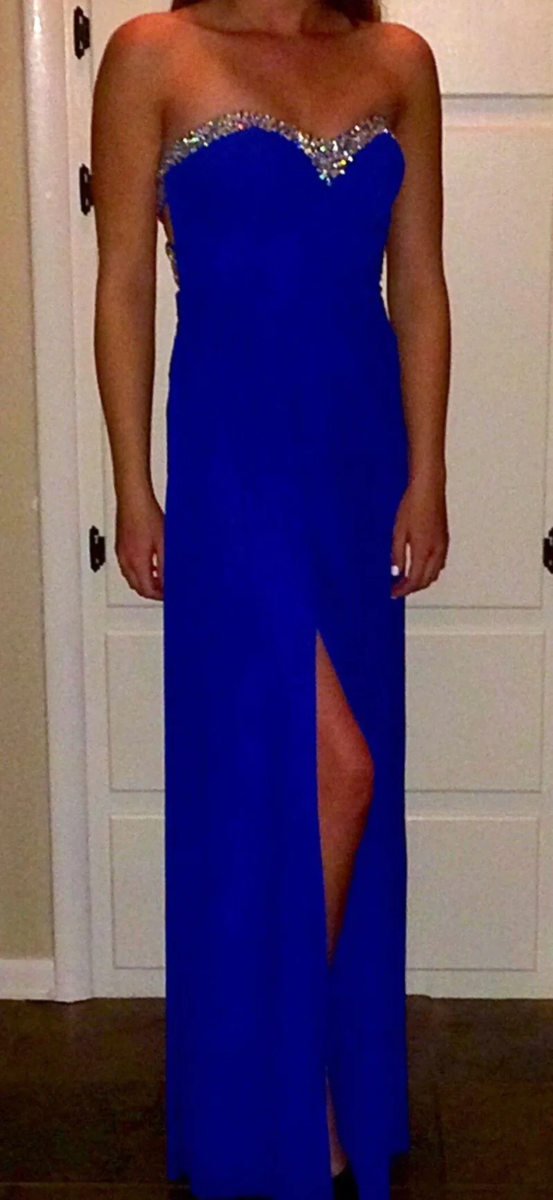 Dillard's Strapless Open Back Prom Dress - Image 6