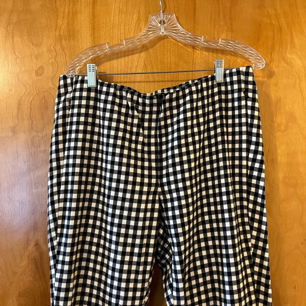J. Jill Pants Black Gingham Plaid Checks Essential Cotton Stretch Pants Size 14 - Image 5