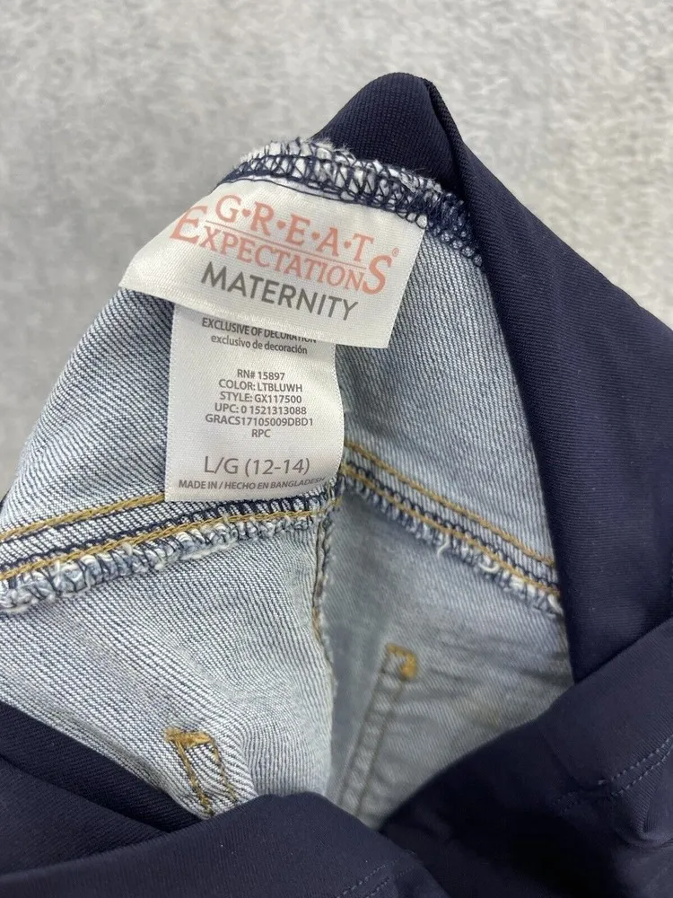 Great Expectations Maternity Jeans Size Large Medium Wash Stomach Panel Skinny Blue - Image 3