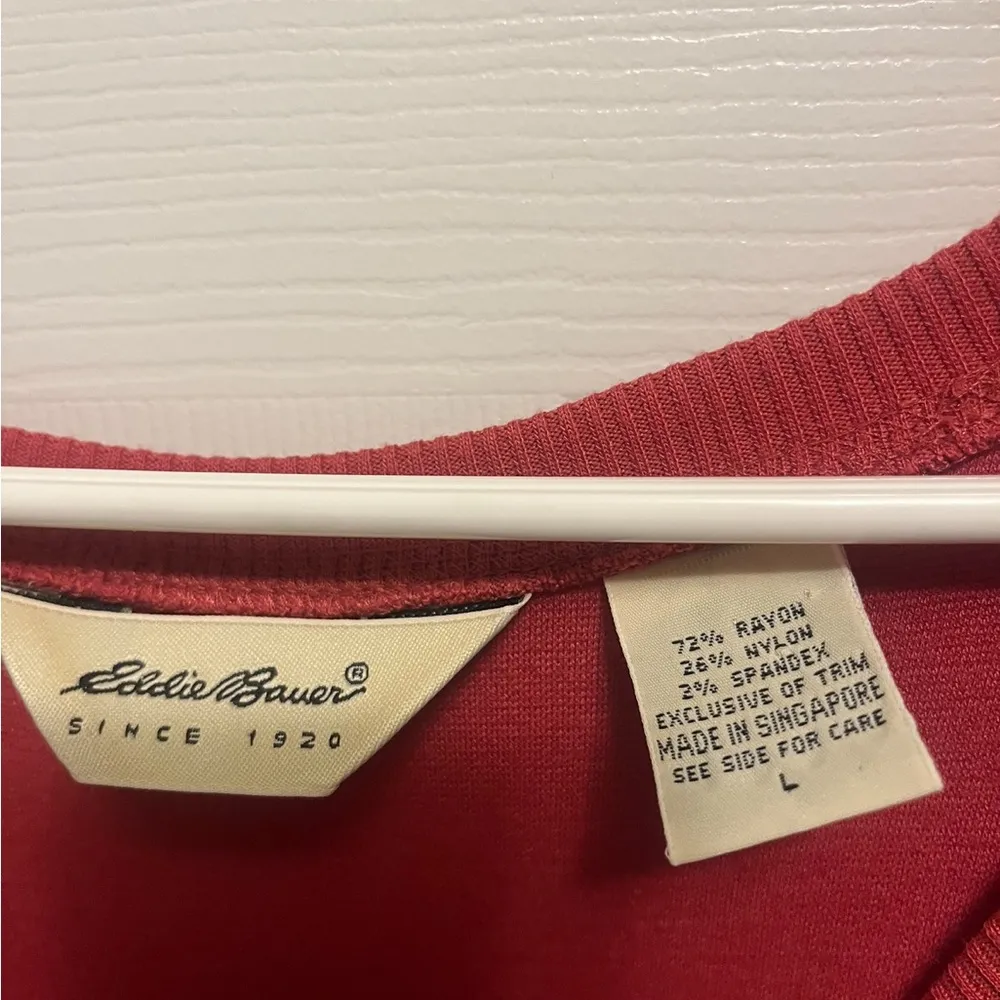 Eddie Bauer Womens L Pullover Long Sleeve Scoop Neck T Shirt Coral - Image 5