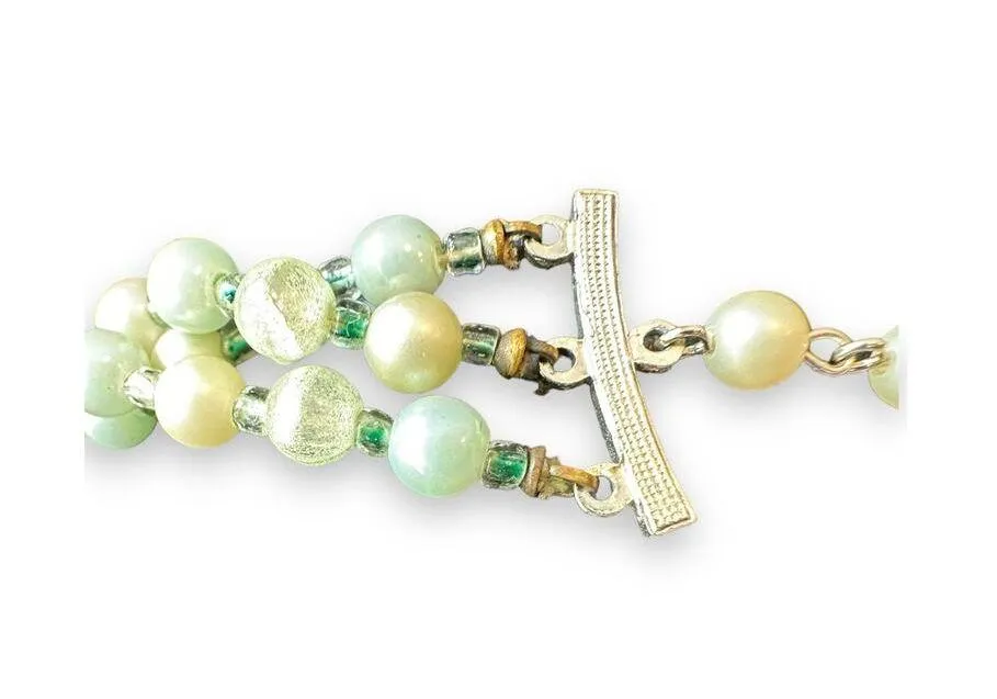 Japan Vintage Triple Layer Mint Green Necklace - Image 5