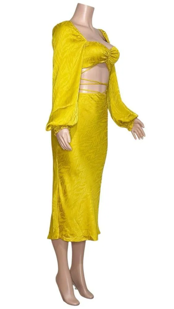 NEW HOUSE OF HARLOW 1960 Set Courteline Top & Skirt, Gold, XS Gold - Image 12