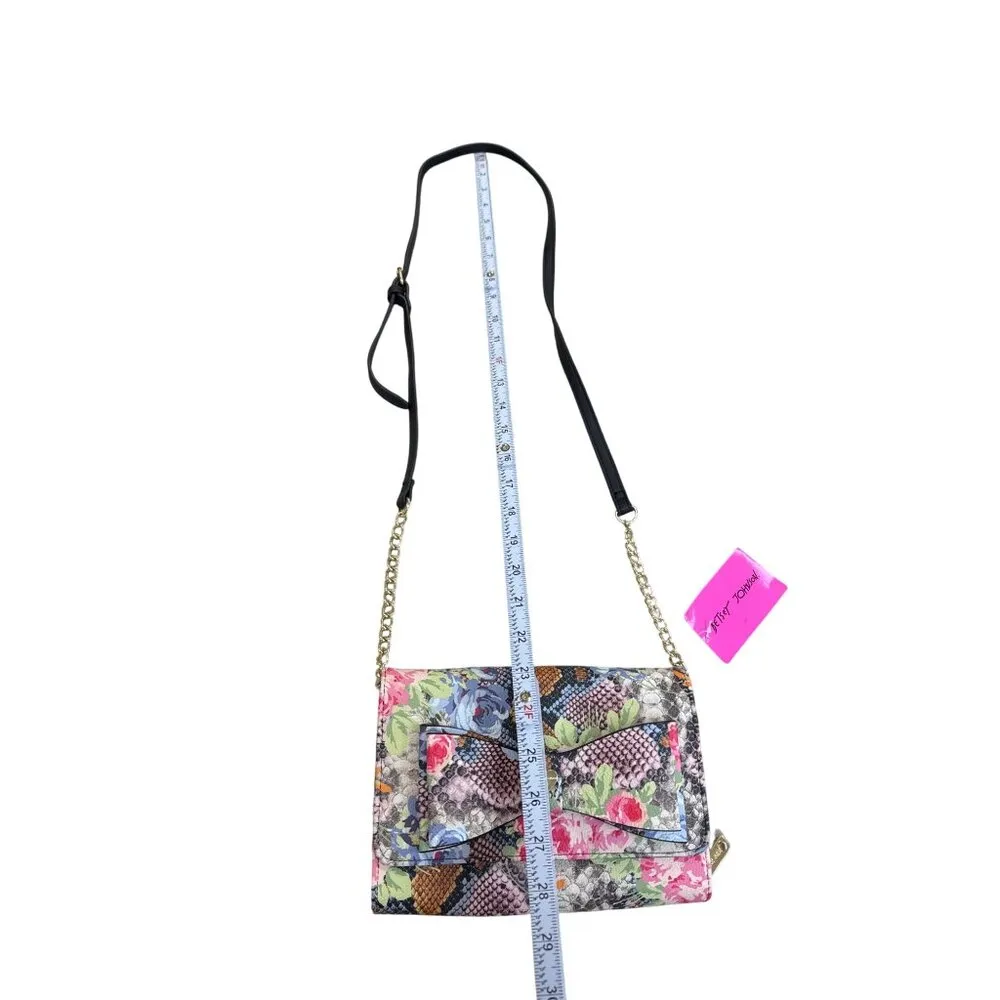 Betsey Johnson Floral Snakeskin Crossbody Clutch Purse SKU 7809 - Image 6