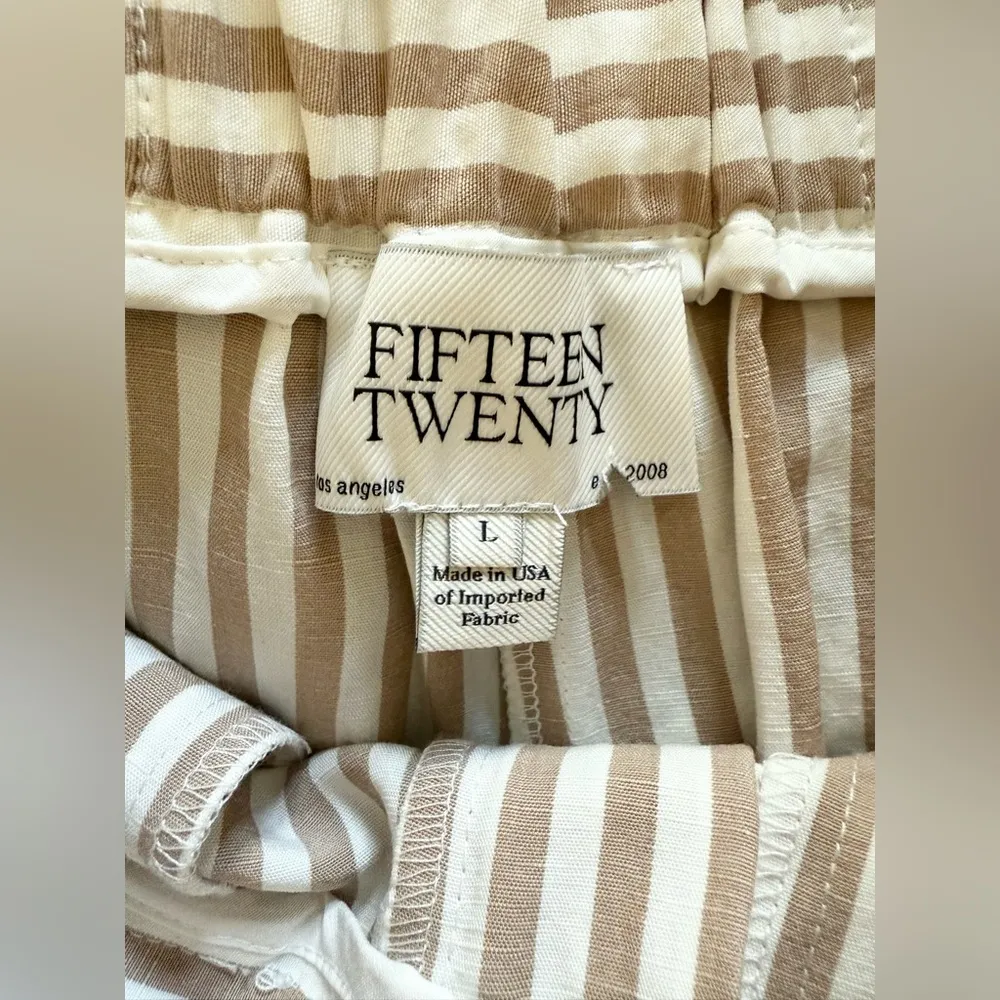 NWT Fifteen Twenty Sadie Trousers Striped Tan & White Wide Leg Size Large - Image 7