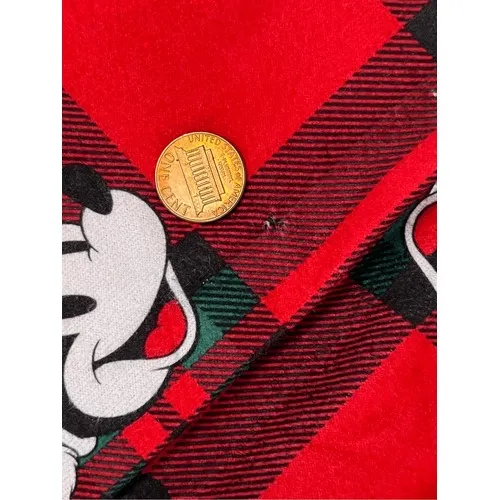 Disney Mickey Mouse Holida Party Santa Hat Plaid‎ Flannel Pajama Pant Set LARGE - Image 11