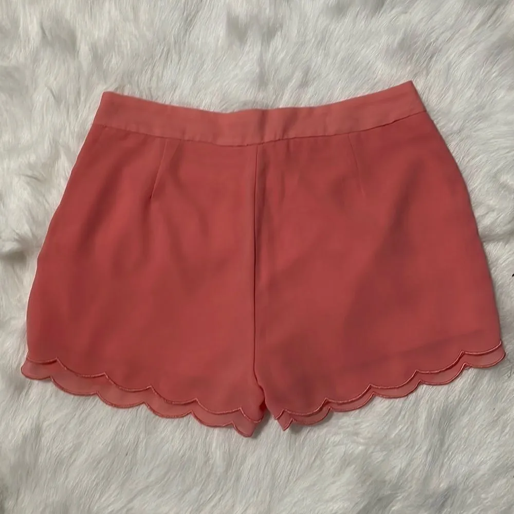 Tobi High Waisted Chiffon Coral  Layered Scalloped Shorts Size Small‎ - Image 6