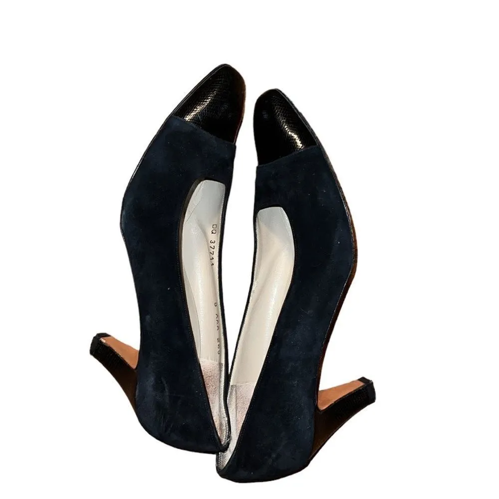 Salvatore Ferragamo Black Suede and Leather Size 9 AAA - Image 4