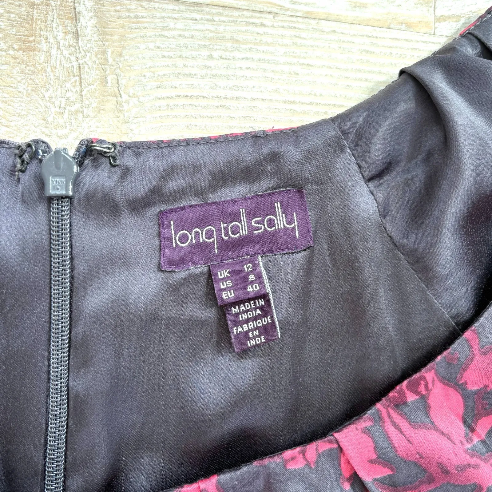 LTS Long Tall Sally Satin Floral‎ Pencil Dress | Grey/Pink Size 8 Pink - Image 3