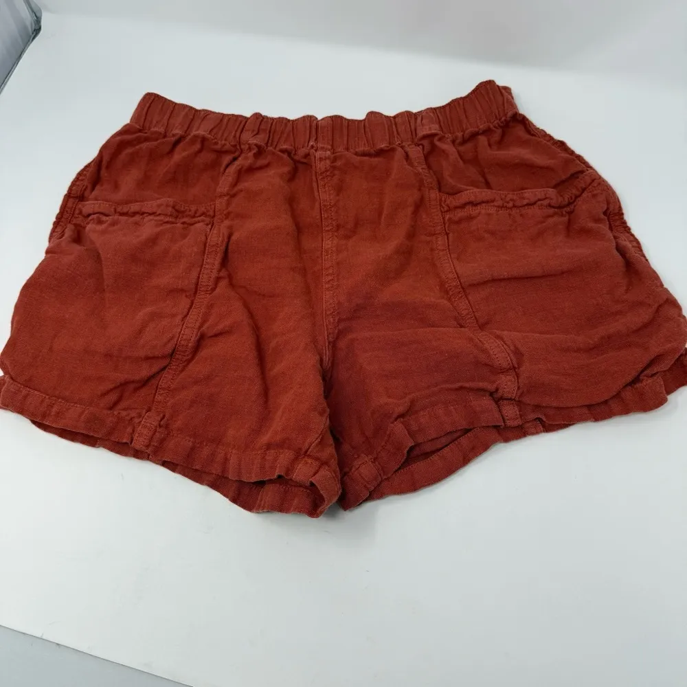 Faherty Lighthouse Red Linen Pull On Shorts Size Small - Image 4