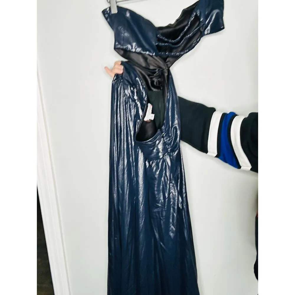 RAMY BROOK Silver Blue Gunmetal A-Line Strapless Destiny Gown Dress Size 6 - Image 8