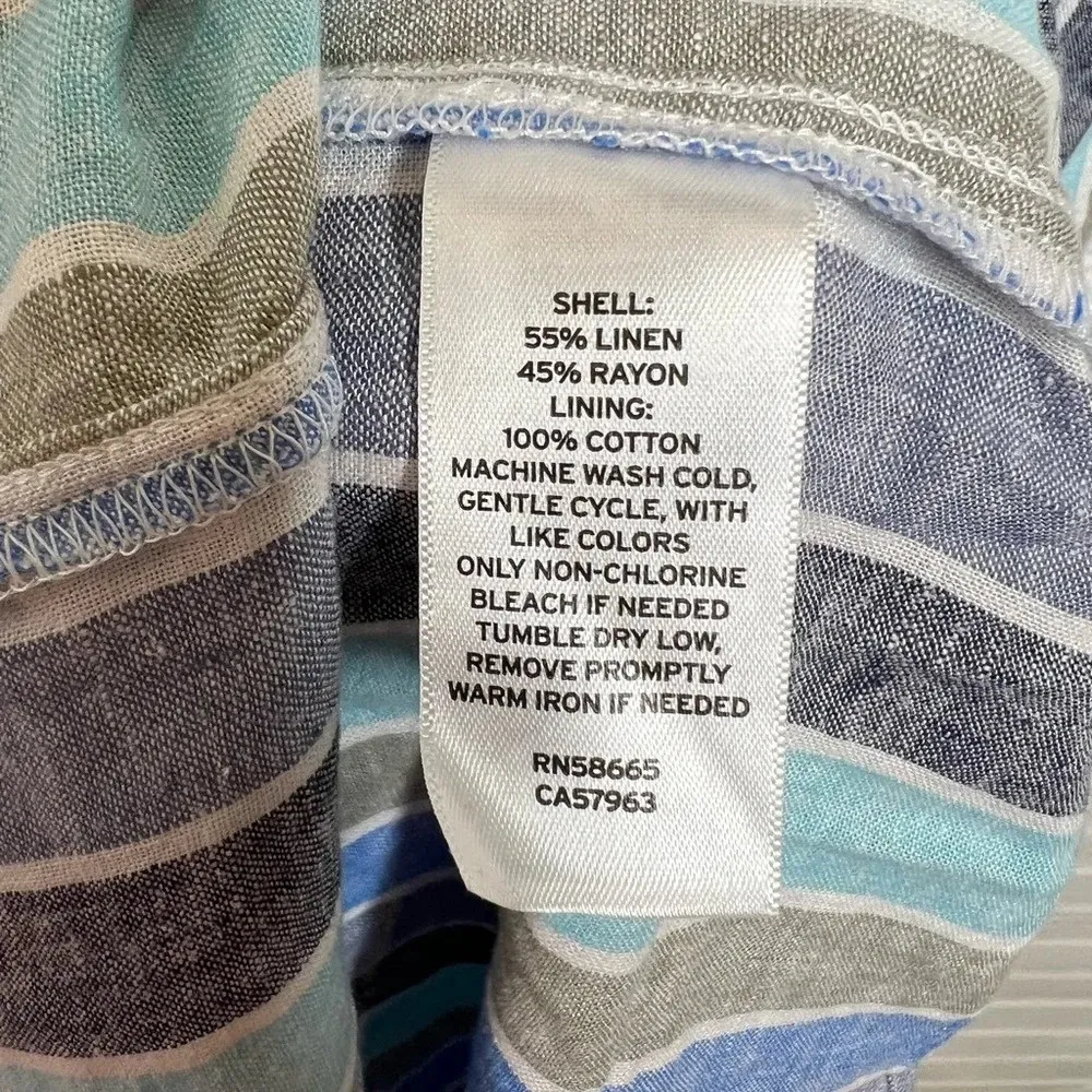 Caslon Women's Sleeveless Striped Maxi Dress Blue Size S Linen Blend - Image 10