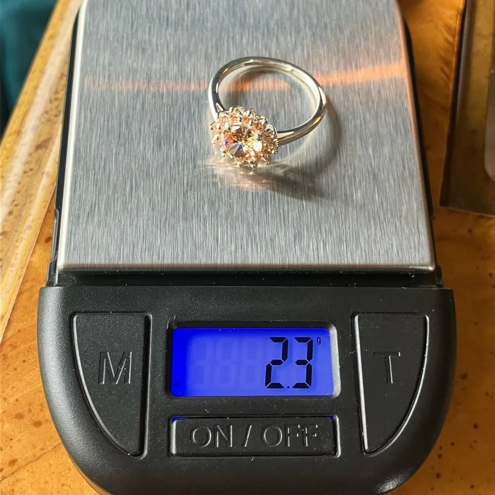 Simulated Champagne Diamond Sterling Silver Ring Size 7 - Image 8