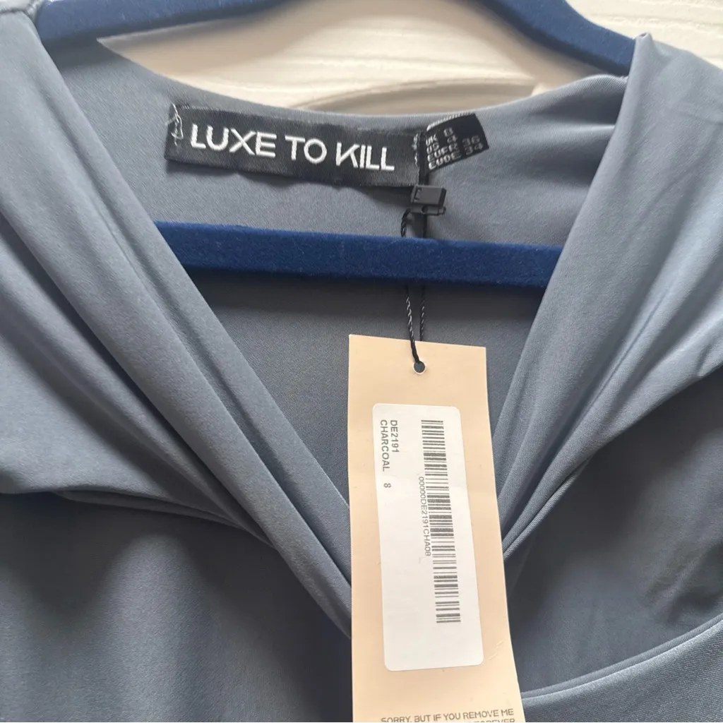 Luxe to kill grey Long Sleeve Dress Blue Size 8 - Image 3