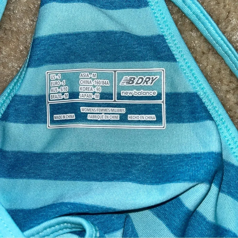 New Balance Women’s Blue Striped Lightweight Racerback Tank Top - Sz S - EUC - Image 3