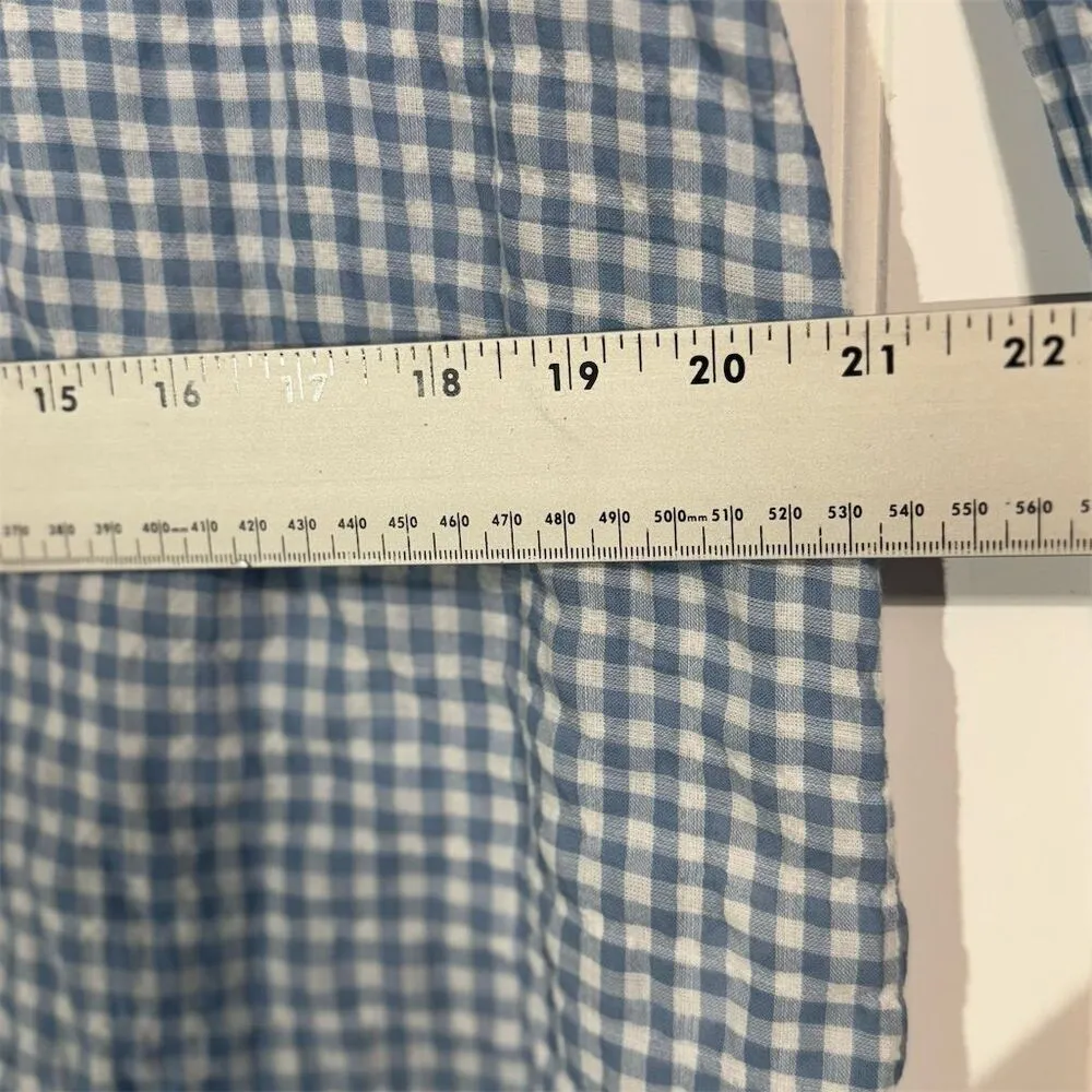 Rafaella Gingham Button Down Shirt XL Cotton Blue Check Preppy Classic Office - Image 6