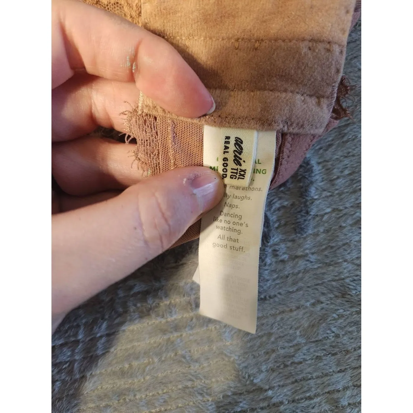 Aerie  American Eagle Size XXL Tan Lace Bralette Bra - Image 3