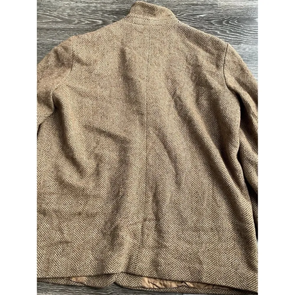 Liz Claiborne Vintage Women’s 14 Tan Charcoal Wool Bl Chunky Tweed Blazer Jacket - Image 15